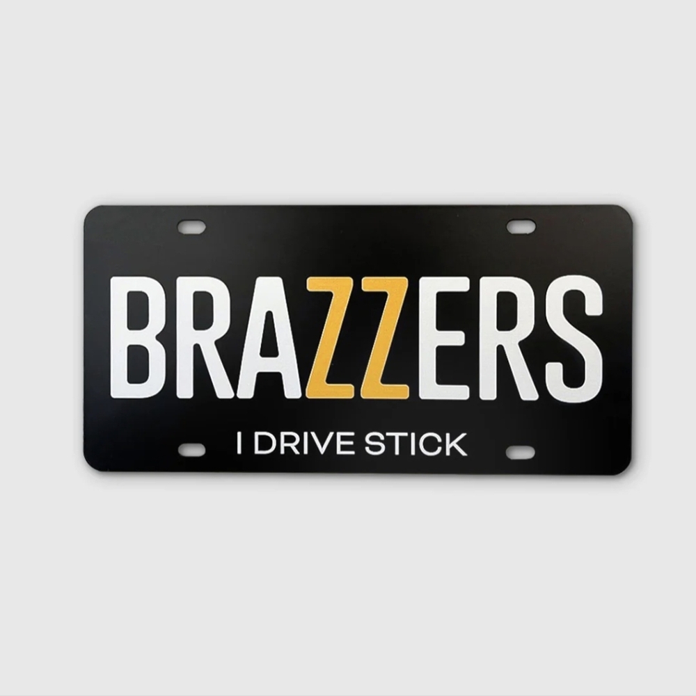 Brazzers License Plate I Drive Stick Black Car Plate